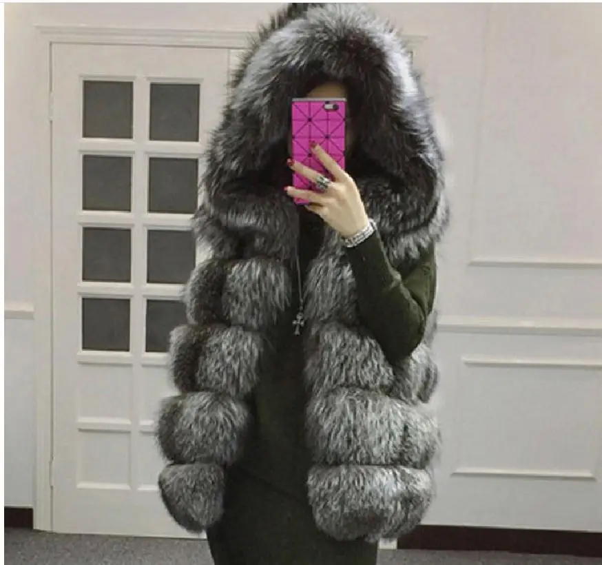 

Жилет женский из искусственного меха, с капюшоном, на осень/зиму, K418