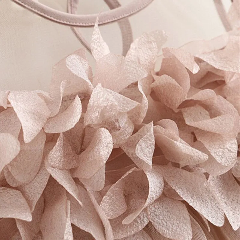 Летнее сетчатое платье для девочек принцессы модное без рукавов украшенное