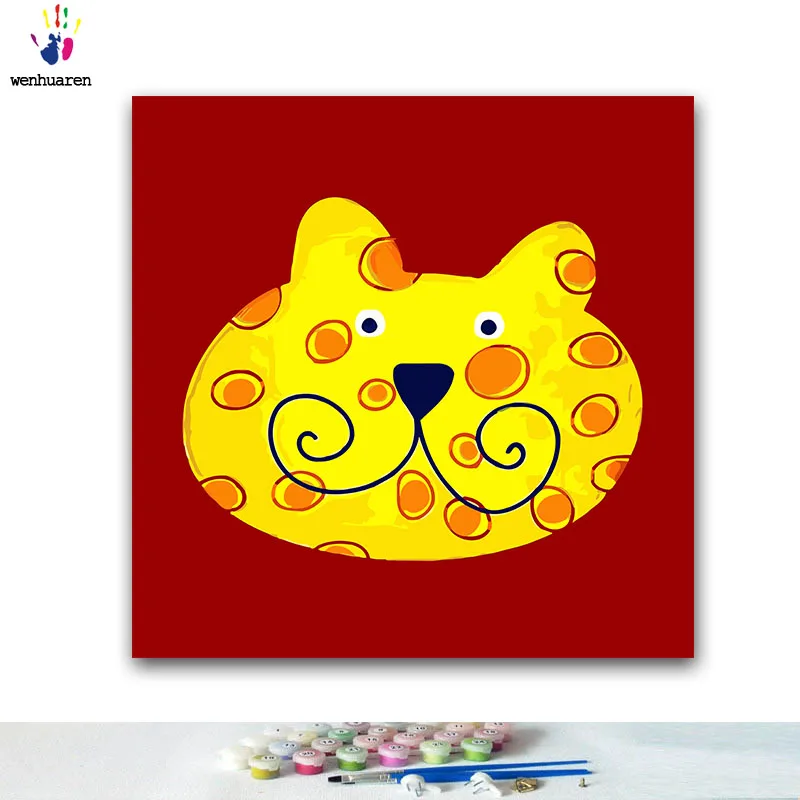 DIY colorings pictures by numbers with colors Simple animal illustration picture drawing painting framed Home | Дом и сад