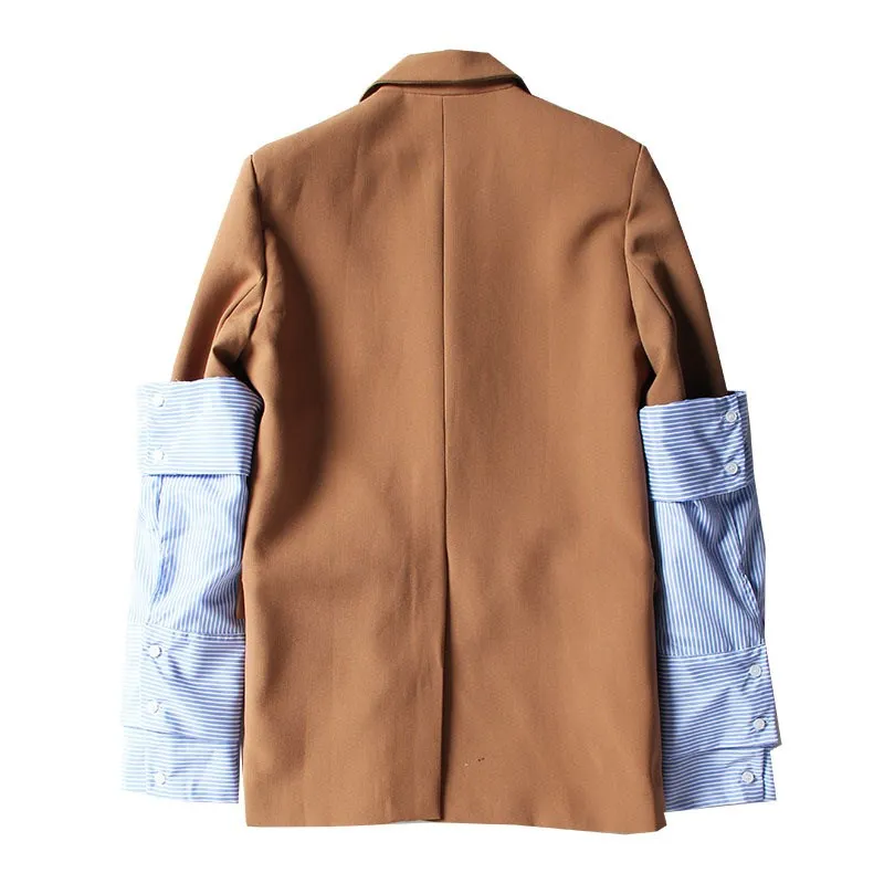 Весенний комплект из двух предметов блейзер в полоску с рукавом на пуговицах и