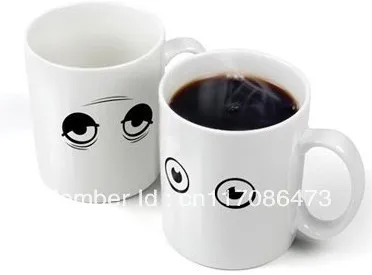 Wholesale Popular eyes wake up color changing mug hot sale!!FDA APPROVED11oz PorcelainCoffee Thermol Magic Color Changing Mug | Дом и сад
