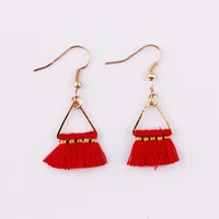 boho cute mini geometric alloy triangle tassel drop earrings bohemian statement ethnic fringe earrings women jewelry
