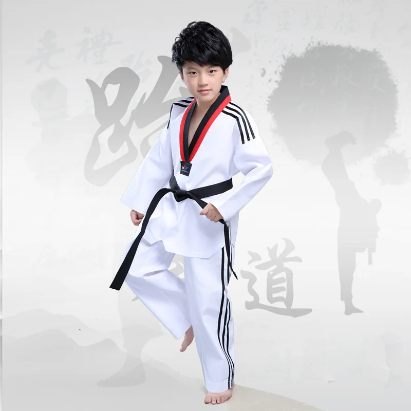 

2018 NEW Adult children White dobok taekwondo uniforms taek won do breathable long sleeve clothes kids taekwondo WTF ITFclothing