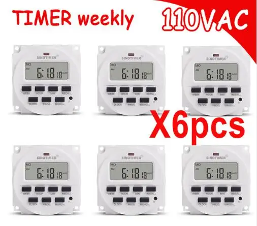 

Цифровой программируемый таймер SINOTIMER на 7 дней, 110 В, 120 В переменного тока, реле времени для контроля времени