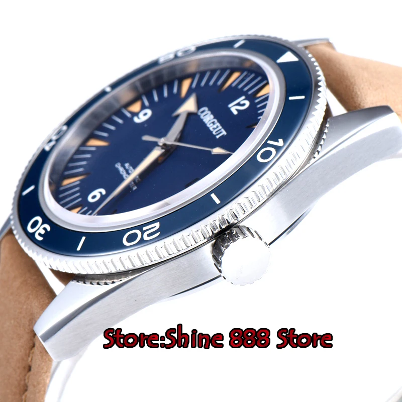 Мужские автоматические часы с автоматическим механизмом и кожаным ремешком 41 мм