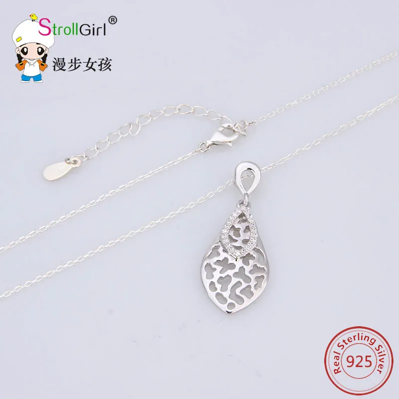 Strollgirl Подвески Ожерелья 925 серебро полые капли воды серебряный узор Цепочки и