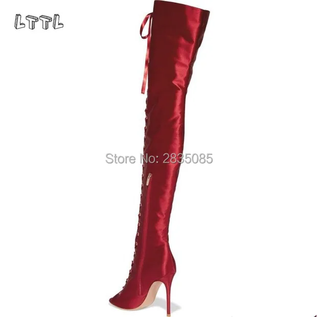 LTTL/Дизайнерские Сапоги-гладиаторы выше колена на каблуке цвет бежевый черный