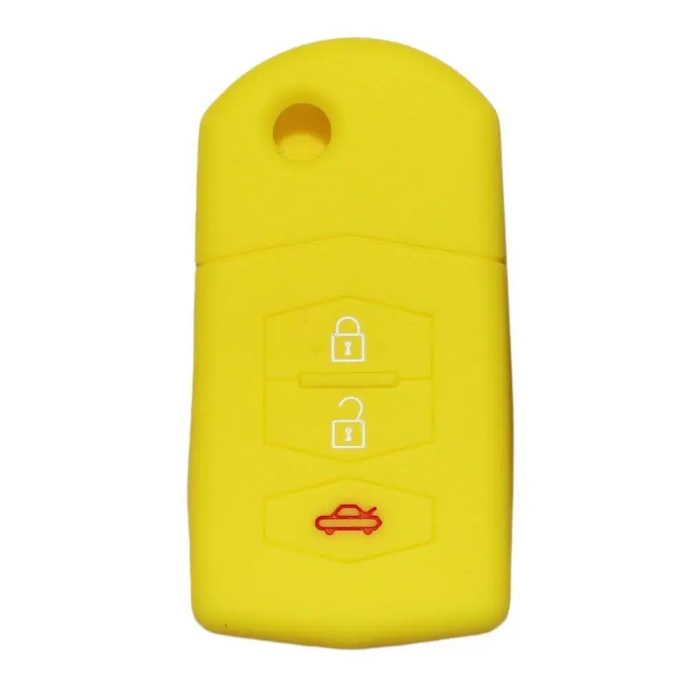 

Silicone FOB Key Cover Silicone key Case Folding Cover For Mazda 3 Buttons Yellow