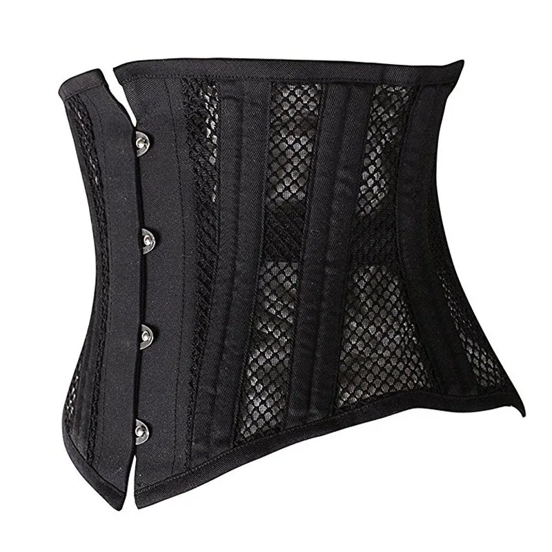 

Women Petite Steel Boned Waist Cincher Trainer Under Bust Corset Short Torso Mesh Body Shaper Gothic Steampunk Costume