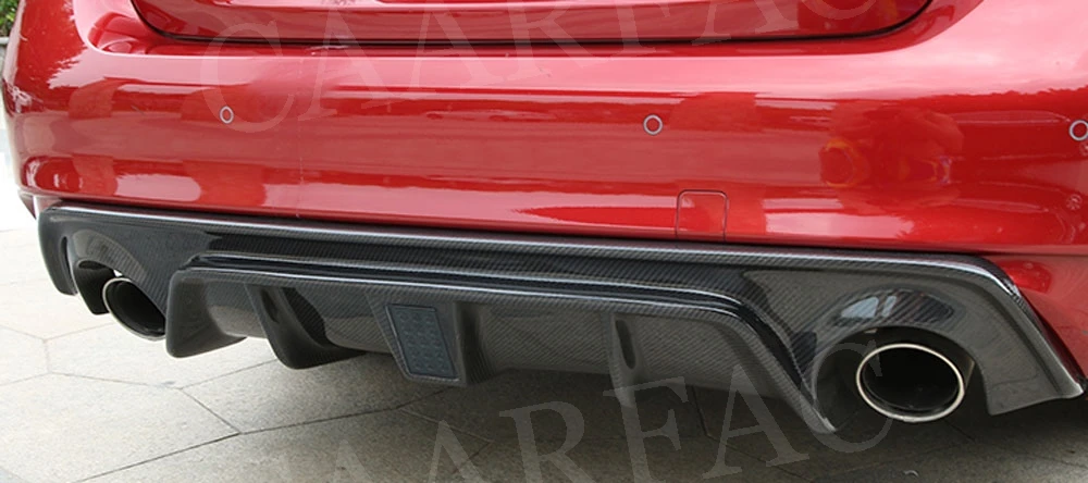 Black Lamp Для Infiniti Q50 углеродное волокно добавить на Автомобильный задний бампер диффузор спойлер с лампы для бамперов Седан 4 двери автомобильный Стайлинг - Цвет: Black Lamp