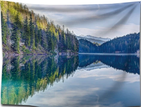 Forest lake Гобелен настенный гобелен лес гобелен Природа Гобелен горный настенный ковер для гостиной декоративные гобелены - Цвет: Forest lake