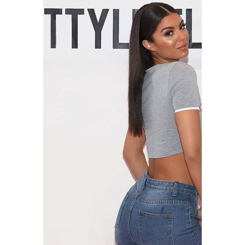 Европа и США 2019 Лето Новая мода с буквенным принтом круглый вырез Футболка