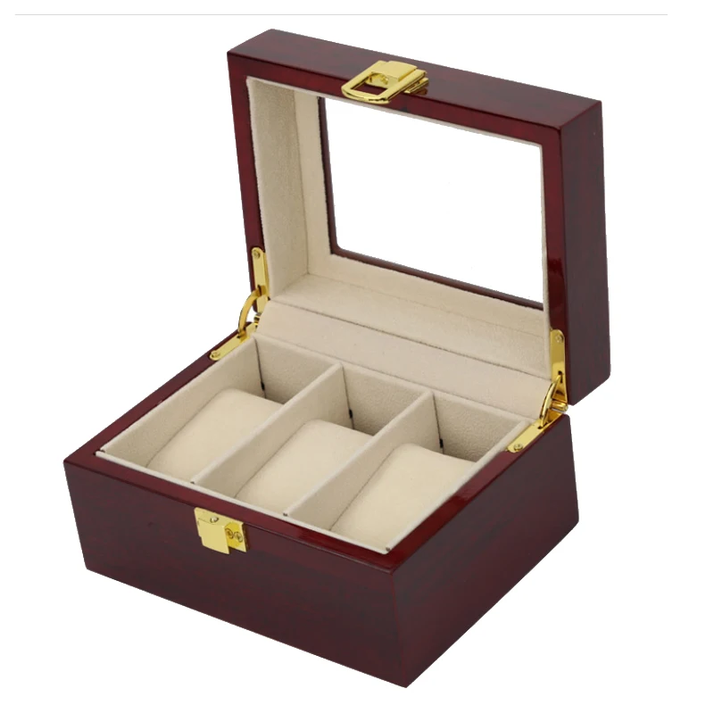 Роскошная деревянная коробка для часов ручной работы с 3 решетками чехол