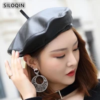 siloqin winter womens cap genuine leather trend berets for women sheepskin leather british casual jazz hats brands feminine hat