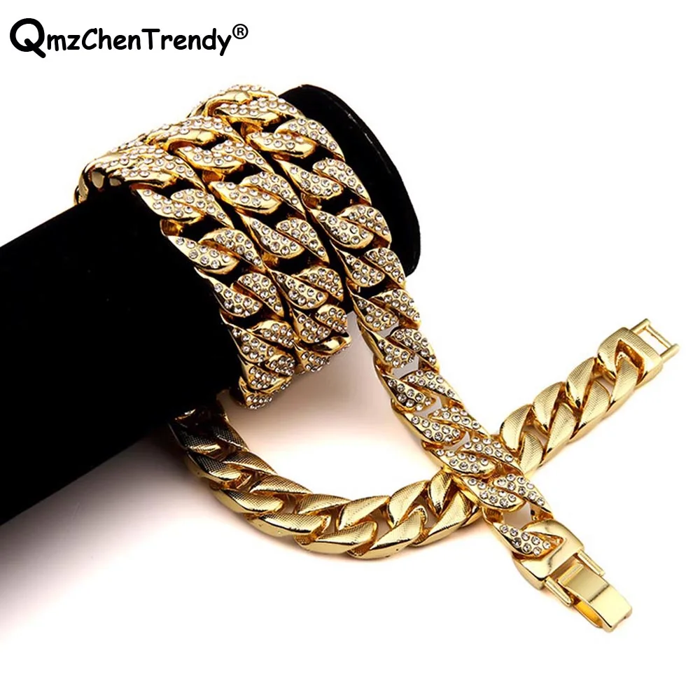 В стиле хип-хоп Bling Полный Стразы Майами в Кубинском Мужская цепочка подвеска