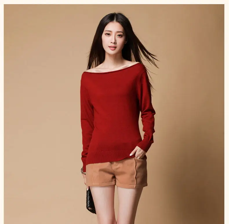 NEW Cashmere Sweater word collar pullover knitted sweater women's long sleeve casual shirt Wool | Женская одежда