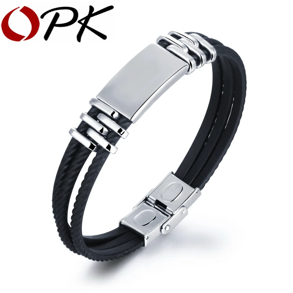Браслет мужской трехслойный из нержавеющей стали и силикона PH1074|bracelet wholesale|bracelet