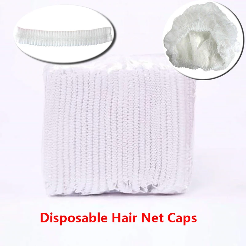 

3 Colors 50pcs Non-woven Disposable Shower Caps Pleated Anti Dust Hat Women Men Bath Caps for Spa Hair Salon Beauty Accessories