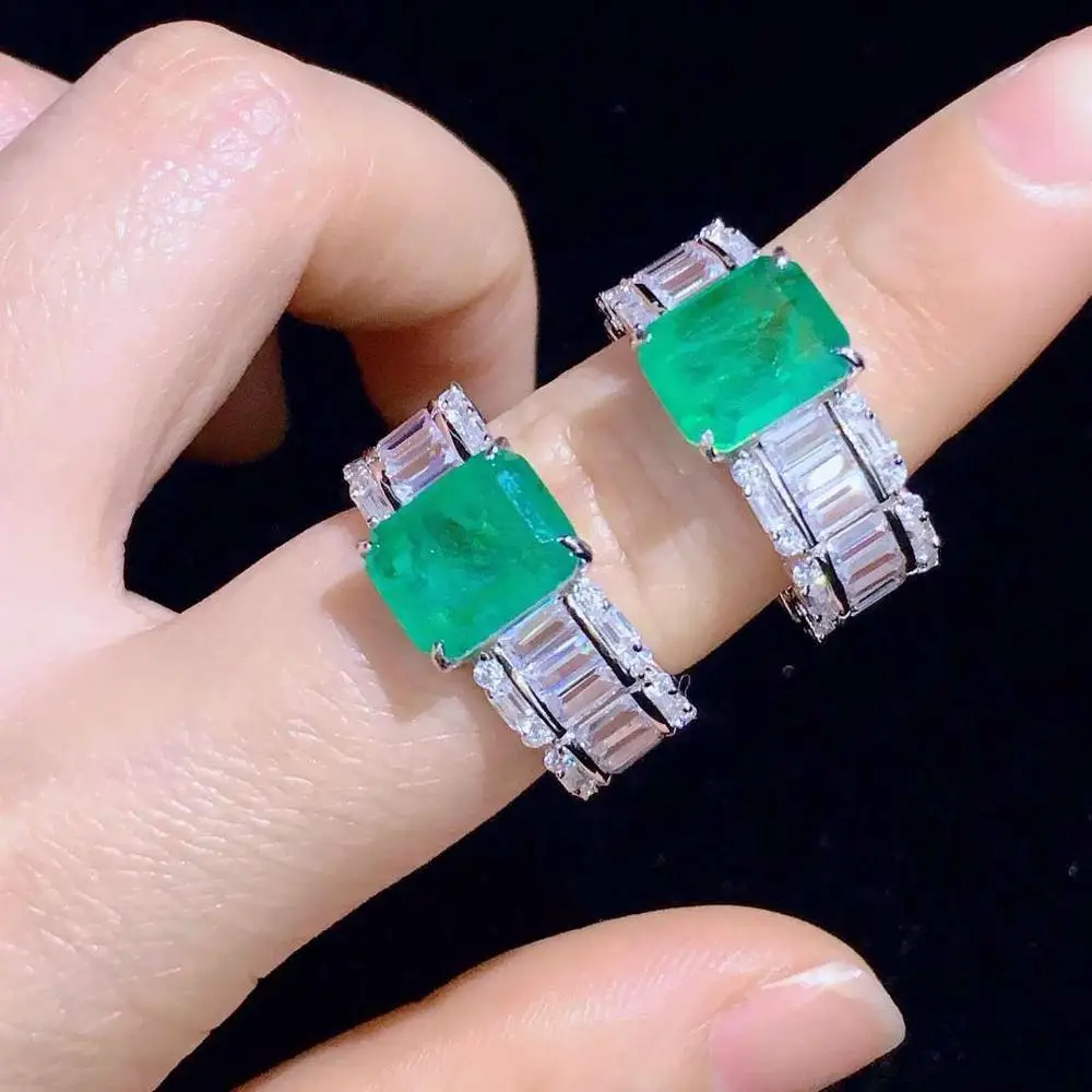 Qi Xuan_Green кольцо S925 Серебряное покрытие белое золото аксессуары для женщин зеленый
