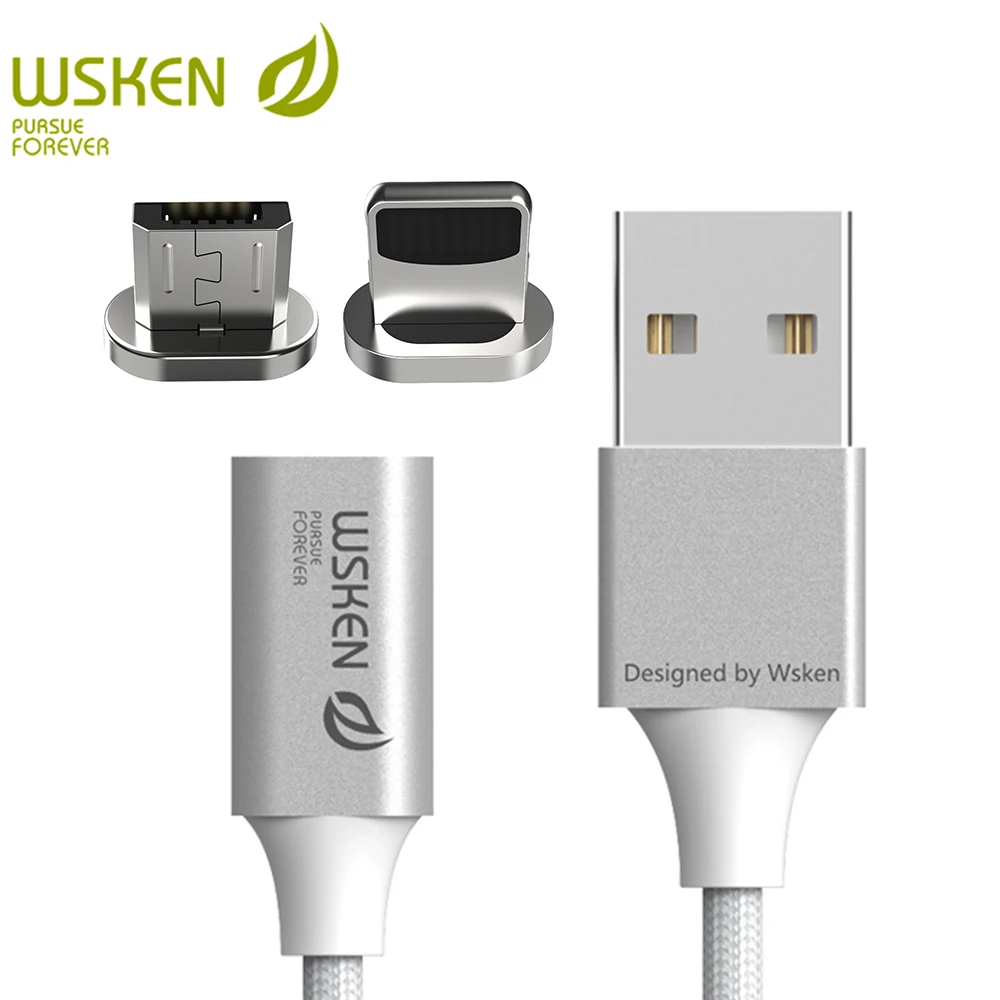 WSKEN Lite 2 Металл 3 в 1 для iphone тип c Micro USB Магнитный зарядный кабель зарядное