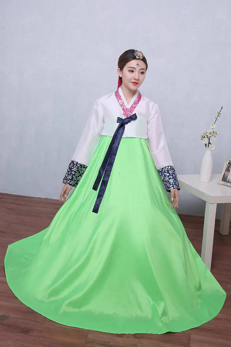 

Woman Elegant Korean Traditional Costume Minority Dance Performance Clothing Female Hanbok Court Pincess Dress Lady Cosplay 89