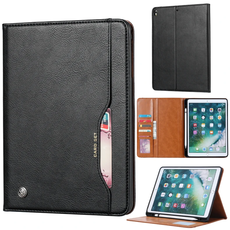 Роскошный винтажный кожаный чехол из замши для iPad 6th Generation Air 2, чехол-подставка с магнитной книгой, Классический флип-чехол