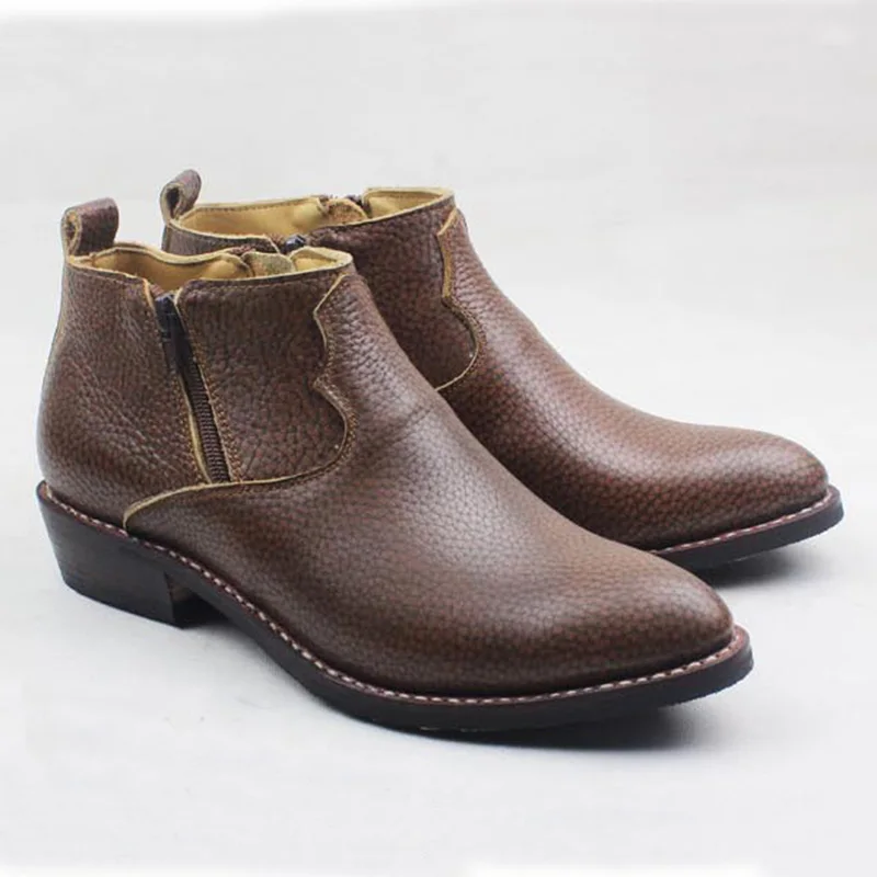 Ковбойские ботинки в западном стиле коричневые рабочие из натуральной воловьей