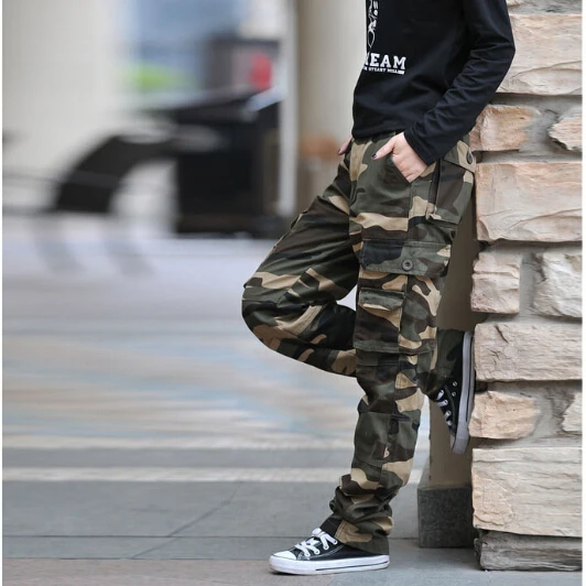 

Sportwear Jungle Army Fatigue Camouflage Cargo Pants Plus Size Denim Pocket Hip Pop Dance Baggy Pant for women & man