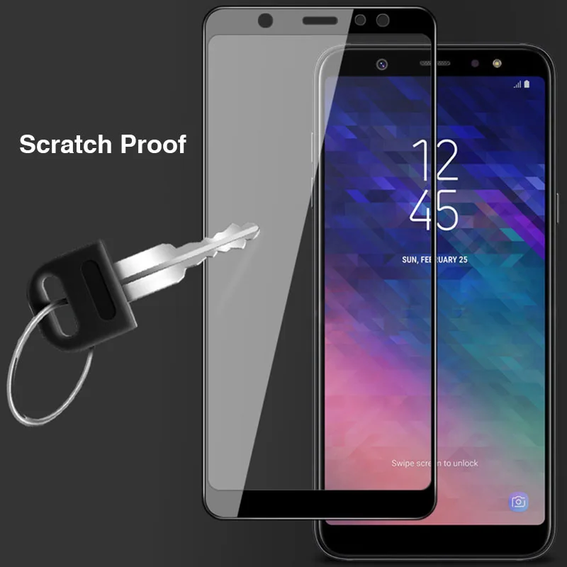Чехол для Samsung Galaxy A5 A6 A7 A8 Plus A9 2018 полное покрытие закаленное стекло на Samsun Gelaksi A 5 6 7