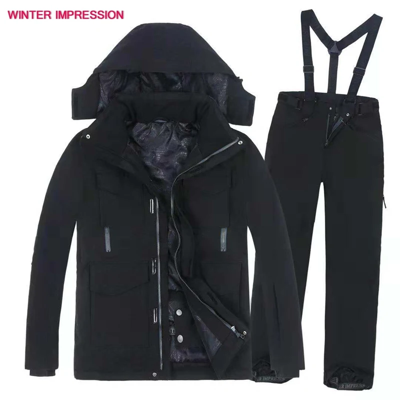 Sets 1 Брендовые лыжные комплекты для мужчин, новая двухбортовая куртка для сноуборда+ штаны, зимняя одежда для взрослых, водонепроницаемый теплый мужской лыжный костюм с защитой от-30 градусов - Цвет: Sets 1