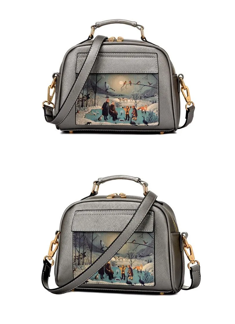 Кожаная сумка для девочек известный бренд Курьерская на ремне сумка-мешок через