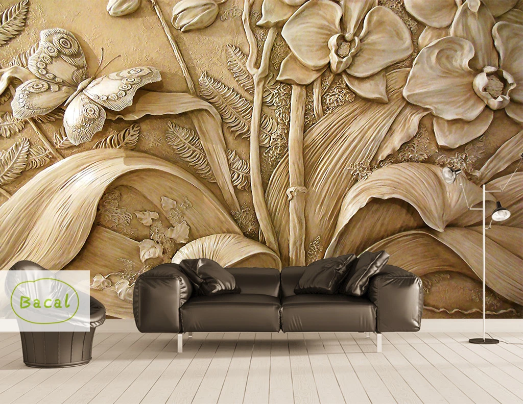 

Bacal Interior classic wall paper luxury 5D stereo European Butterfly Flower Wallpaper Mural TV background papel de parede 3d