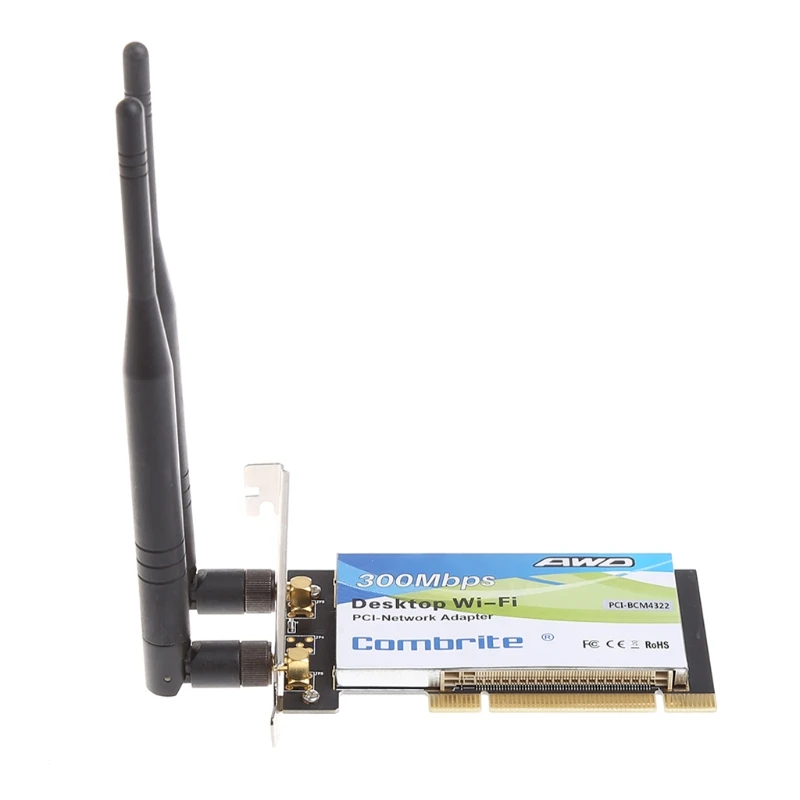 BCM4322 300Mbps 2,4G беспроводной WLAN wifi PCI-E карта настольный адаптер с 6dBi wifi антенна высокая скорость