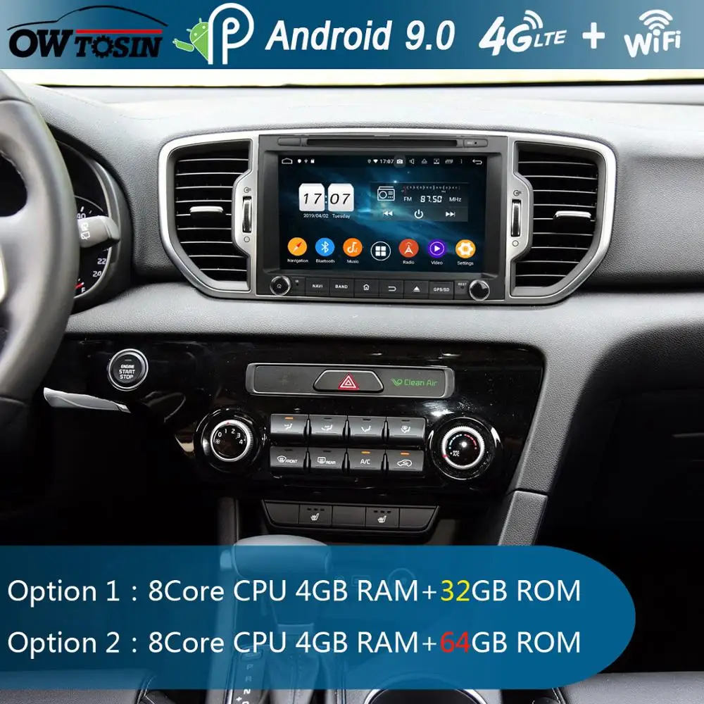 Автомагнитола 8 дюймов IPS Octa Core 4 Гб RAM + 64 ROM Android 9 0 GPS Navi для KIA Sportage 2015 2016 2017 DSP CarPlay