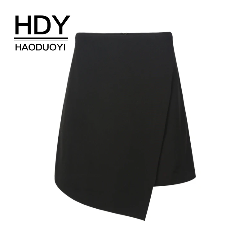 HDY Haoduoyi Брендовые женские черные повседневные юбки Необычные трапециевидные с