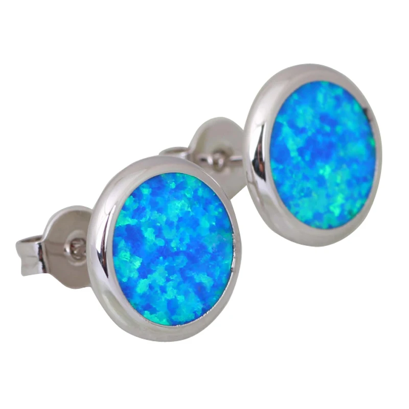 

Garilina New Silver Color Round Blue Red Pink White Fire Opal Earrings Cute Jewelry For Women E3003