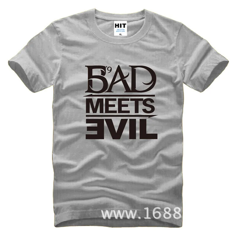 Мужская футболка Eminem Bad Meets Evil rap rock хлопковая Повседневная с коротким рукавом