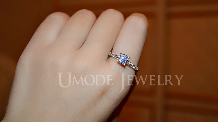 Umode белый позолоченный проложить группа обручальное кольцо для женщин с 0.6 см 0.75ct