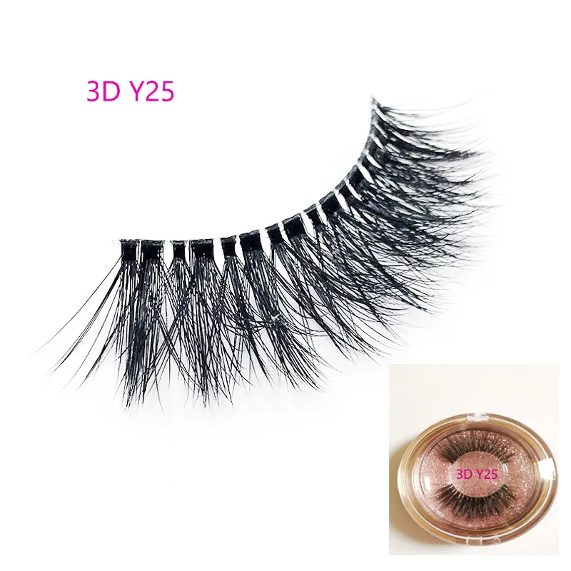 y25 custom box 3D Eyelashes mink false Lashes Luxury Hand Made Silk False lashes reusable private label | Красота и здоровье