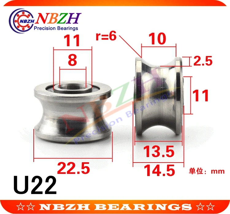 5 шт./лот высокое качество TU22 8 мм V/U паз шкив подшипники T22 8*22,5*14,5*13,5 мм V паз ролик колеса шарикоподшипник T-U-22