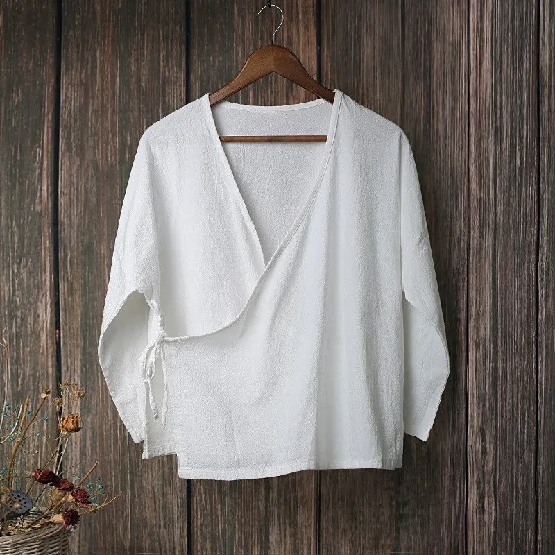 Блузка кимоно ORIGOODS женская летняя льняная с длинным рукавом|womens tops and blouses|kimono