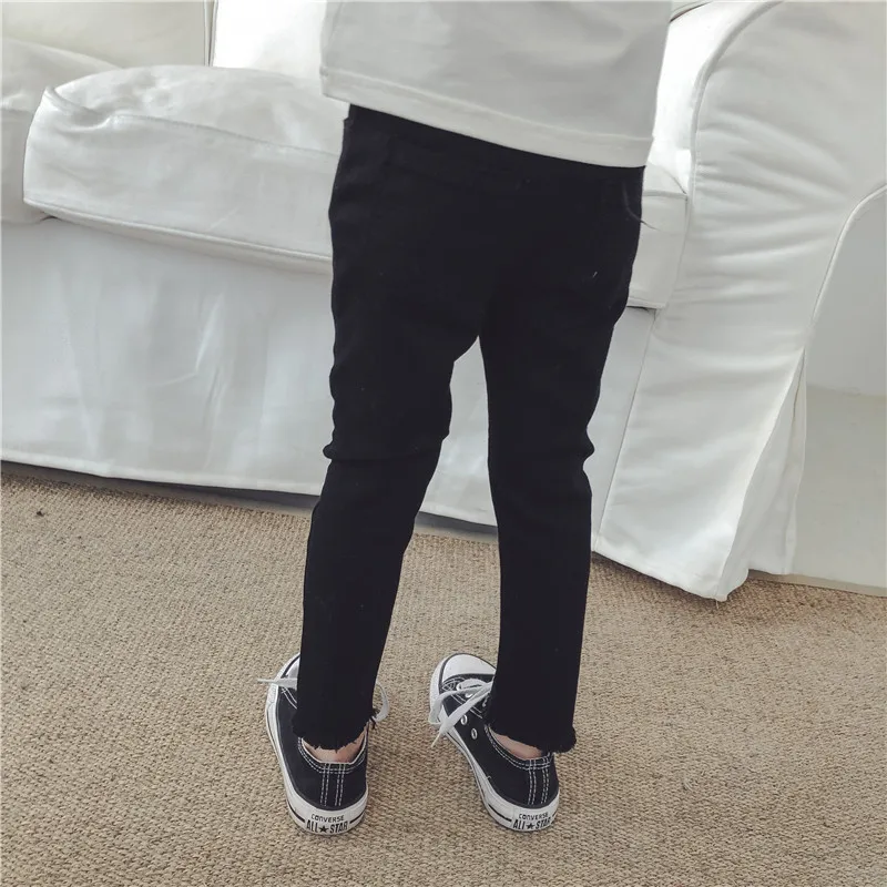 2018 штаны для девочек детские белые черный розовый узкие брюки полная длина От 3 до