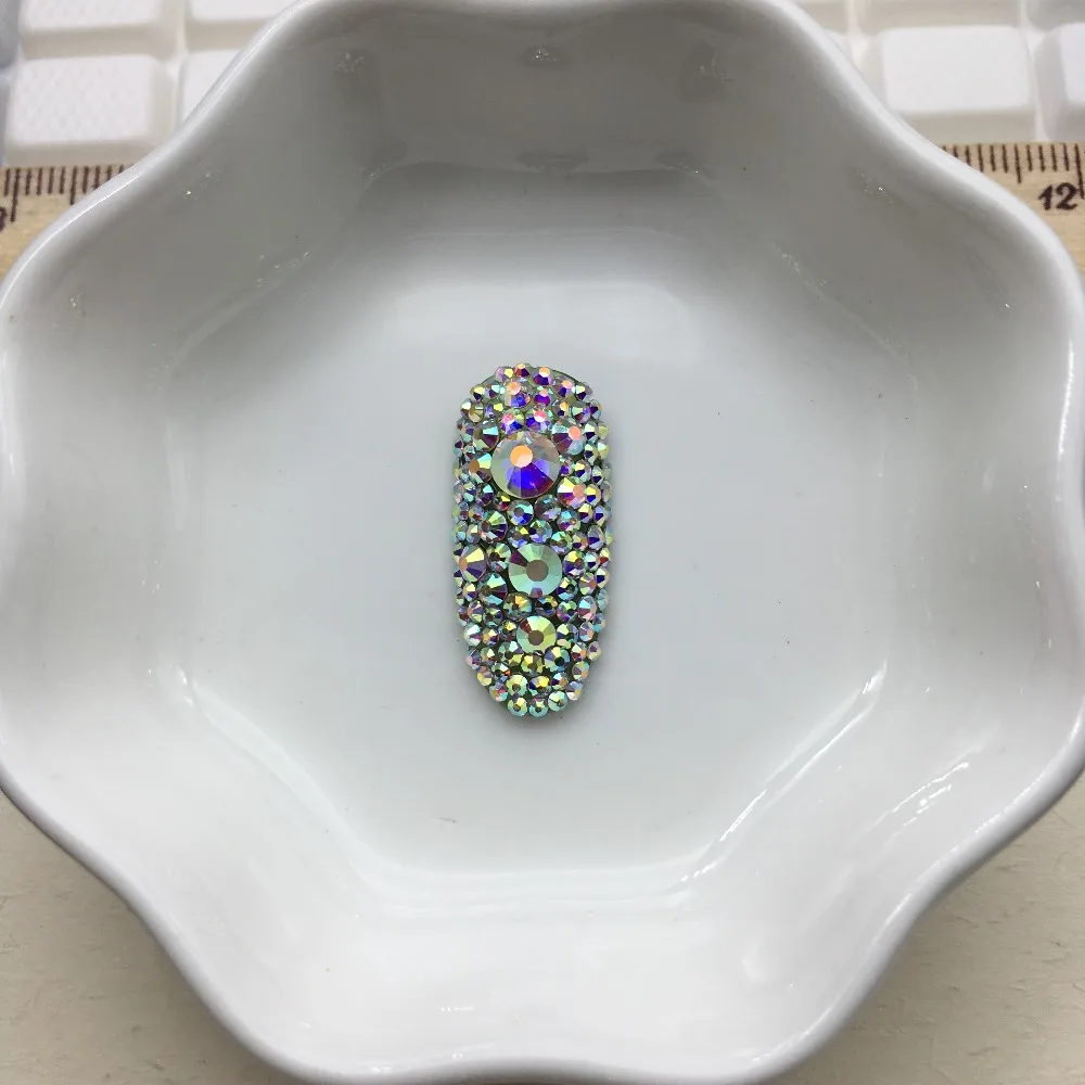 Высококачественное Хрустальное стекло AB горячей фиксации Стразы для красочных