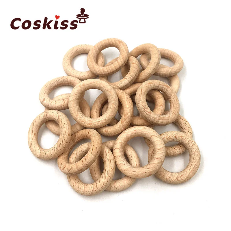 Nature Montessori Baby Toy Organic Infant Teething Teether Toy Accessories Wooden Ring Set Necklace