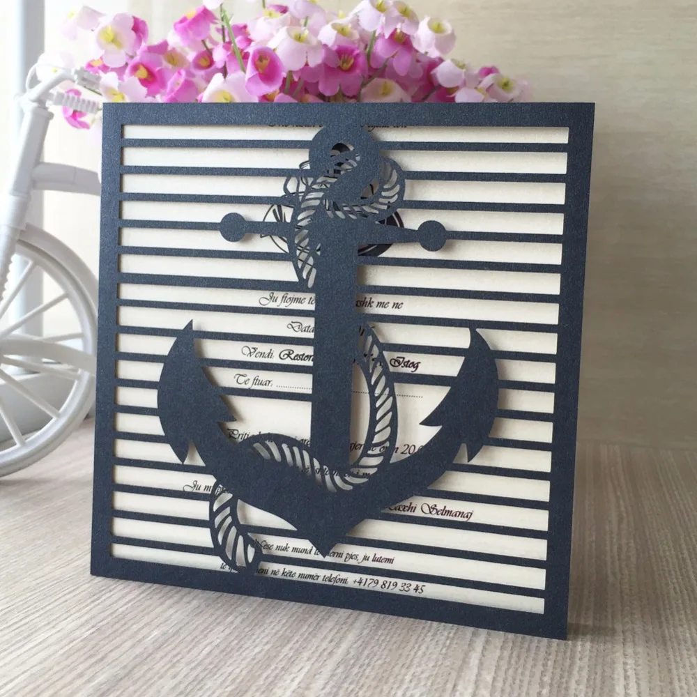 

35pcs Pearl Paper 15th boy's Birthday Card Navigation Theme Wedding Invitations Card Favor Wedding Party Decoration