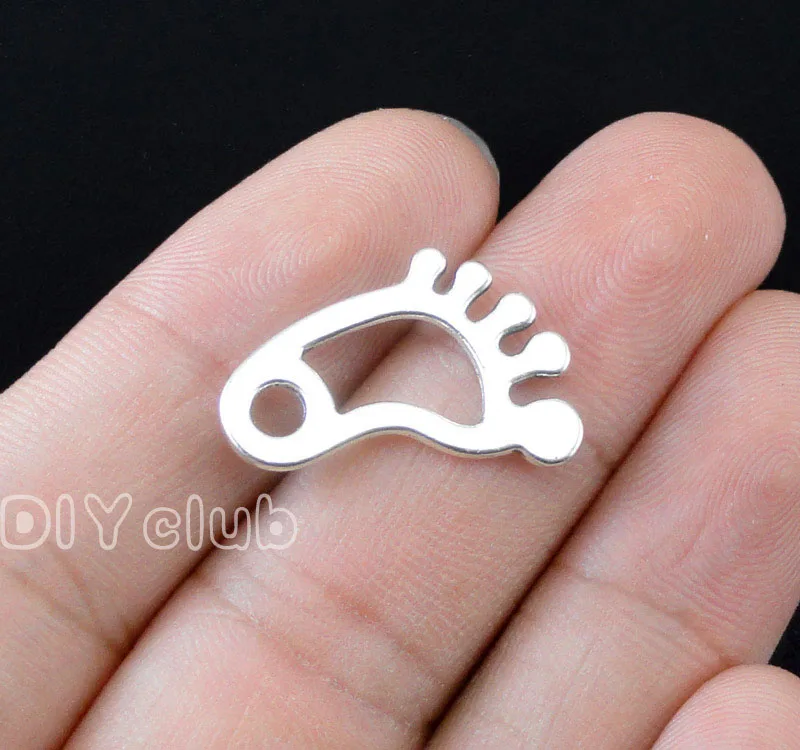 

80pcs-Antique Silver Feet Charms Pendant, Foot Charms 2 Sided 22x15mm