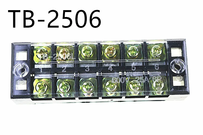 1 шт. двухрядная Клеммная колодка 600V 25A TB-2503/TB2504/TB2506/TB-2508/TB-2512 опционально - Цвет: TB 2506