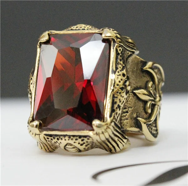 Размер 7 ~ 13 крутое блестящее золотистое красное Кристальное кольцо якоря из