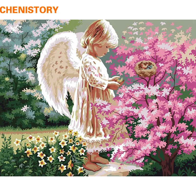 CHENISTORY Angel Girl DIY картина по номерам набор раскраска картина по номерам с деревянной рамкой для детской комнаты настенная художественная картина