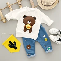 2018 new autumn childrens clothing sets cartoon lovely bear printing sweatshirtscasual pants 2pcs suits for baby clothes